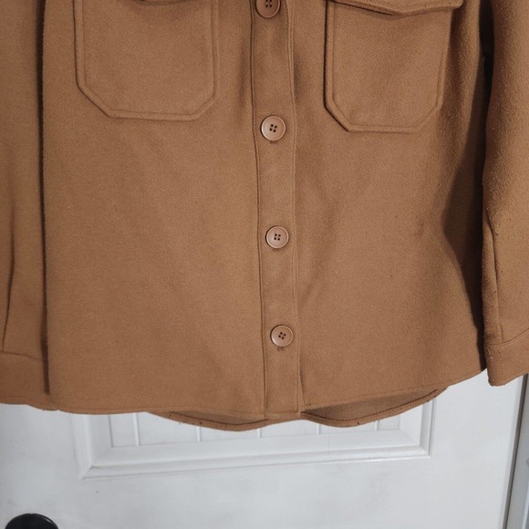Avec Les Filles Womens Shacket Camel Brown Tan Relaxed Cozy Knit Shirt Jacket S - Picture 6 of 13